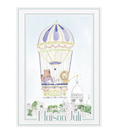 The hot air balloon of Montmartre for boys - unframed