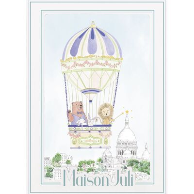 The hot air balloon of Montmartre for boys - unframed