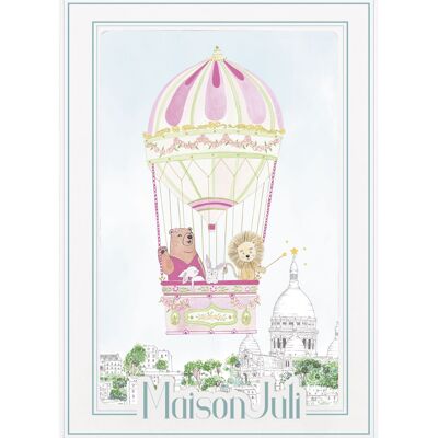 The Hot air balloon of Montmartre for girls - unframed