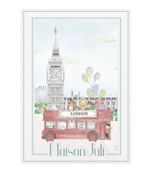 The animals and Big Ben for boys - unframed