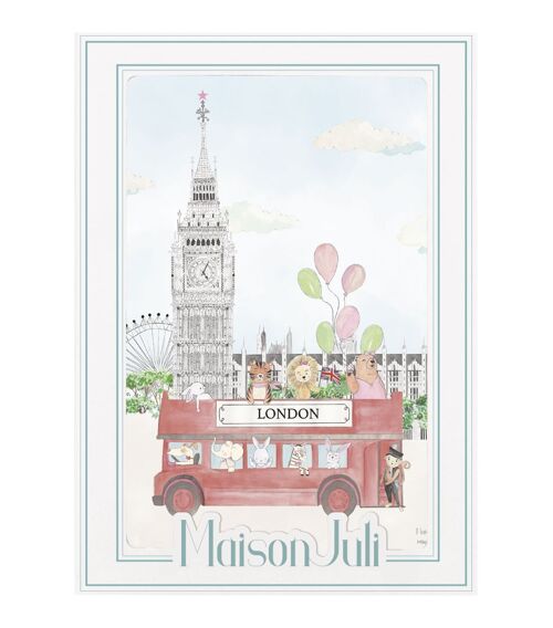 The animals and Big Ben for girls - unframed