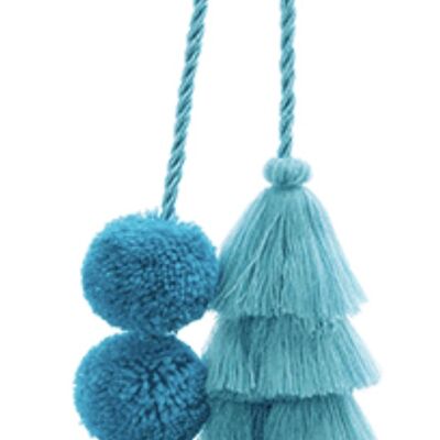 Pom Pom and Tassel Stack Bag Swag - Turquoise