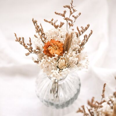 Set aus einer kleinen Kugelvase und ihrem Trockenblumenstrauß "Cashmere Collection" Nr. 20