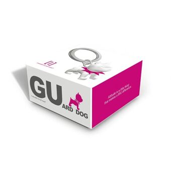 PORTE-CLÉS metalmorphose® Vectorbox Animal Fashion Bulldog porte-clés Blanc + collier silicone rose foncé 3