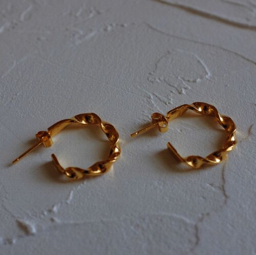 Mini Gold Vermeil Waved Hoops