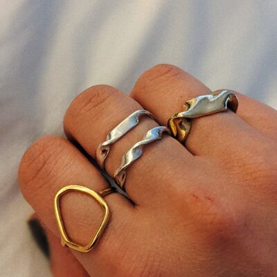 Silver Waved Stacking Rings