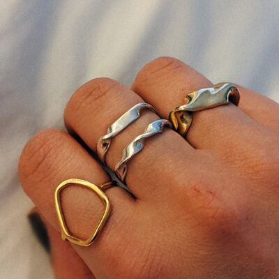 Silver Waved Stacking Rings