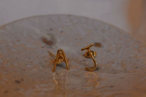 Gold Vermeil Letter Studs - A - A