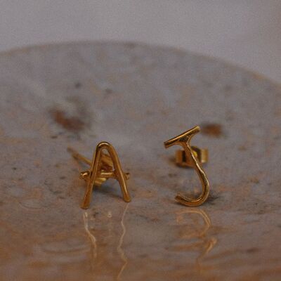 Gold Vermeil Letter Studs - A - I