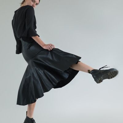Black Bellen Fishtail Leather Skirt