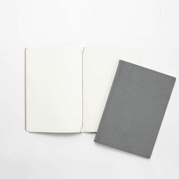Carnet de note cuir recyclé A7 - Pages blanches - Gris 2