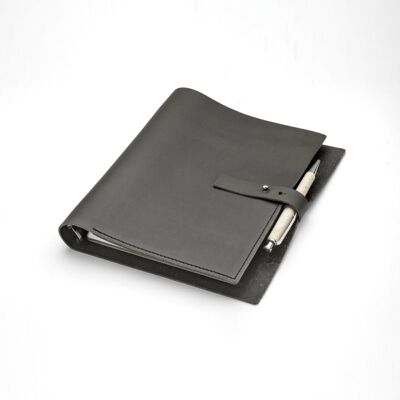 A6 Leather Organizer / Notebook - Gray