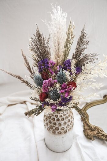 Grand bouquet de fleurs séchées violet, bleu, ivoire collection "Esprit Champêtre" n° 9 2