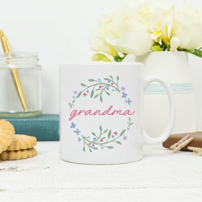 Taza floral corona de la abuela