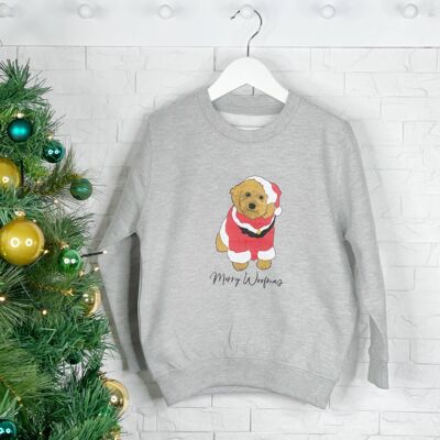 Suéter navideño con perrito para niños Cockapoo