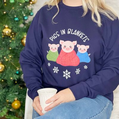 Schweine im Decken-Weihnachtspullover
