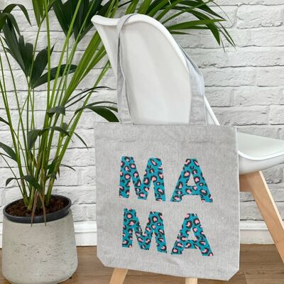 Bolso Tote Mama Estampado Animal Rosa Y Azul