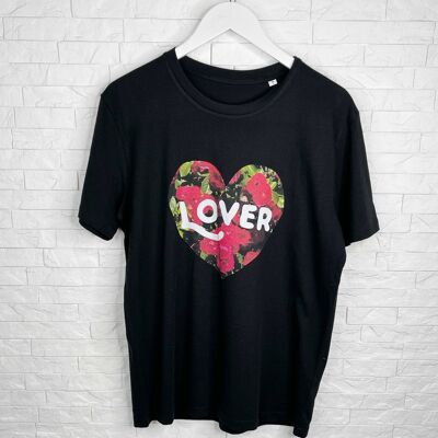 Lover Flowers In Heart camiseta negra