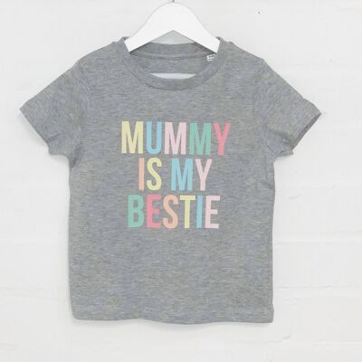 Multicoloured Pastels Mummy Is My Bestie Kids T Shirt