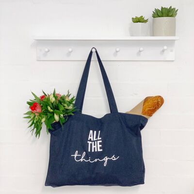 Einkaufstasche „All The Things“ in Denimblau