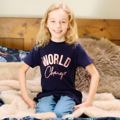 T-shirt pour fille or rose World Changer