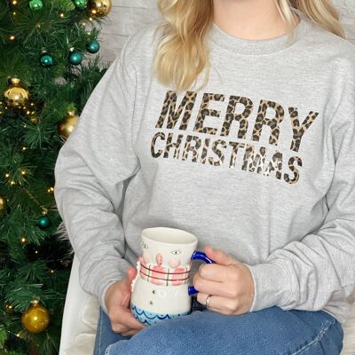 Merry Christmas Animal Print Christmas Sweatshirt