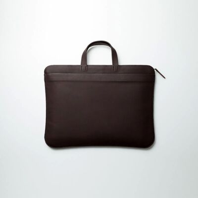 Leather 13 '' handle bag - Chocolate