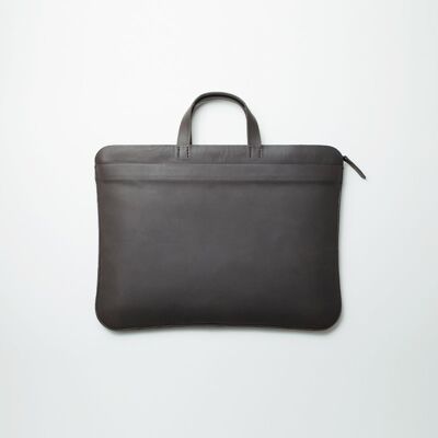 Leather 13 '' "Anse" bag - Slate gray