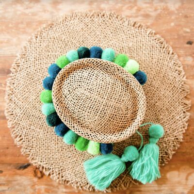 Green pom pom hatband