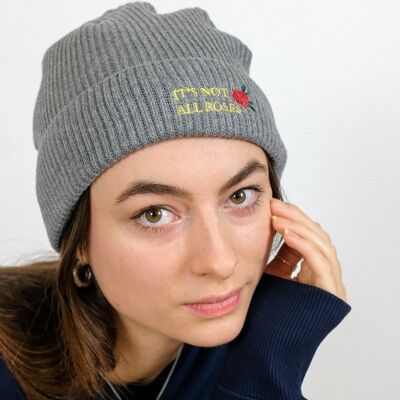 Not All Roses Fisherman Beanie heather grey