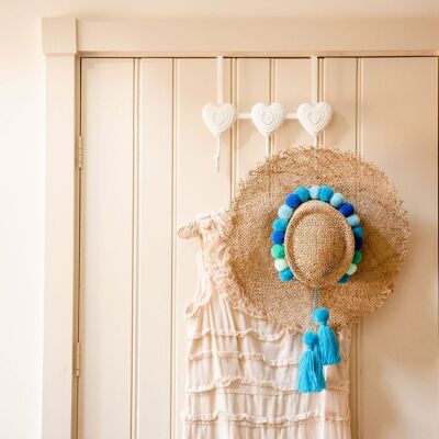 Cappello Banda Blu Pom Pom