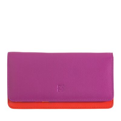 DuDu Large womens RFID blocking leather wallet Colorful - Mauve