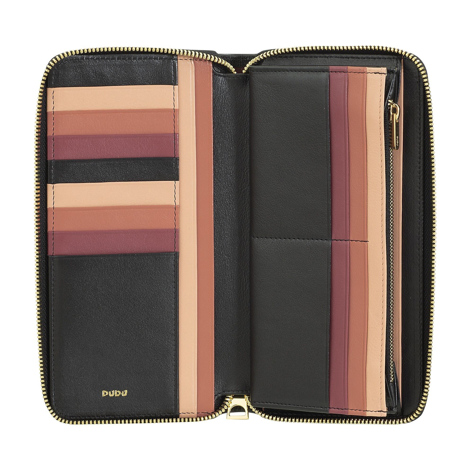 Portafoglio donna DUDU in pelle con cerniera nero