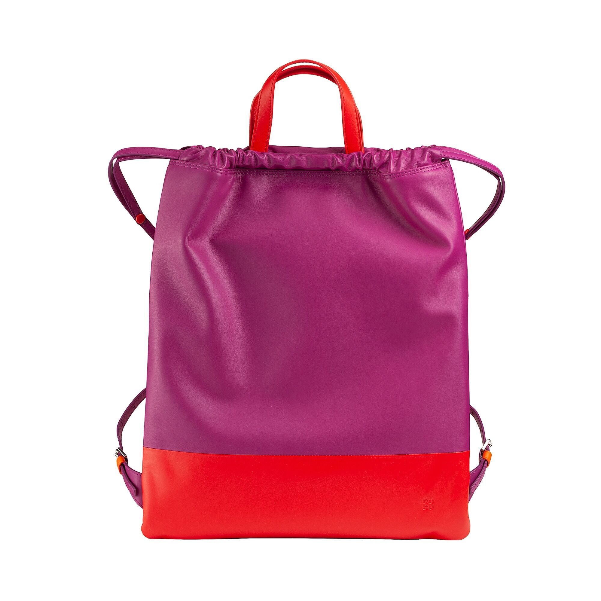 Sac à dos à cordon en cuir pour femme DUDU fuchsia