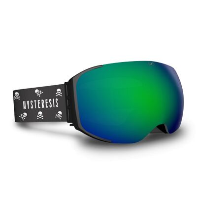 FREERIDE MAGNET | Frame: Black, Lenses: Green, Strap: Grey Skulls