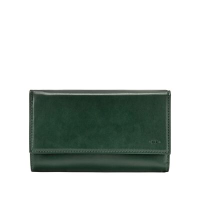 Nuvola Pelle Grand portefeuille femme multipoches en cuir vert