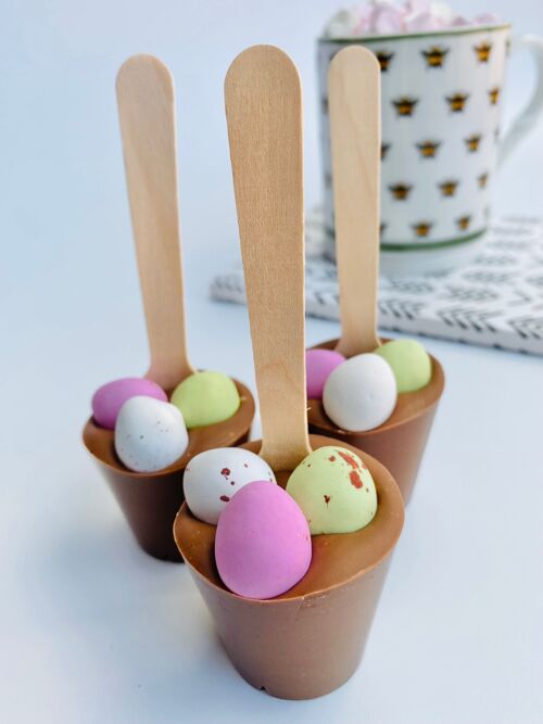 Mini egg hot chocolate spoon