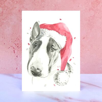 Tarjeta de Navidad English Bull Terrier