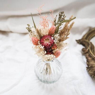 Set of small ball vase and its bouquet of dried flowers "Cashmere collection" n° 2.