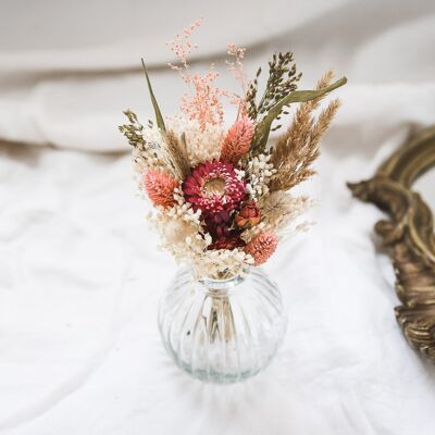 Ensemble petit vase boule et son bouquet de fleurs séchées "Cashmere collection" n° 2.