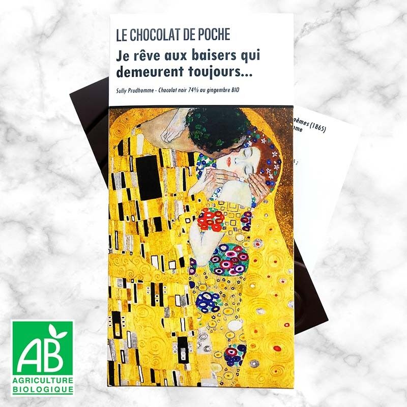 Tavoletta di cioccolato fondente allo zenzero bio 74% - Sogno i baci che restano sempre...