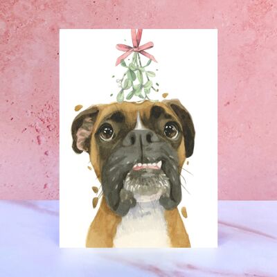 Tarjeta de Navidad del Perro Boxer