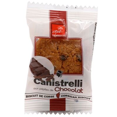 Einzelne Canistrelli 16g mit Schokoladenstückchen. Verkauft in Kartons mit 200 Stück, 3,2 kg