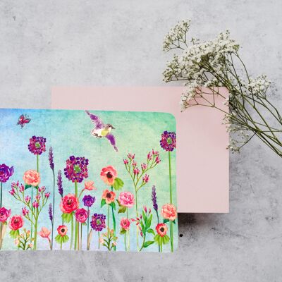 Watercolor meadow postcard