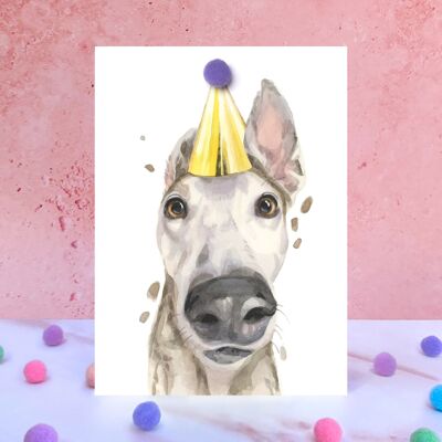 Carte d'anniversaire pompon chien lévrier