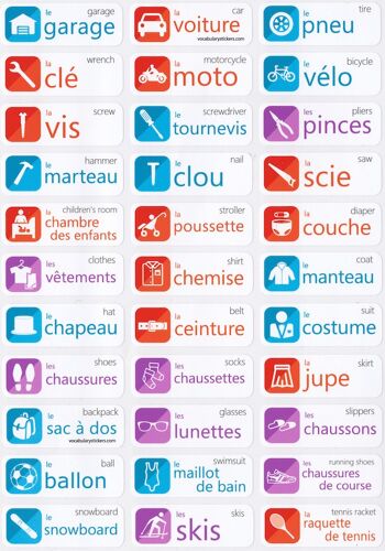 🇫🇷 Autocollants d'apprentissage de la langue française 4