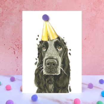Carte d'anniversaire pompon chien Cocker Spaniel 1