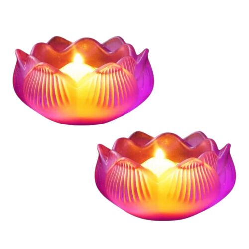 Diwali Lotus Candle Holder - Purple