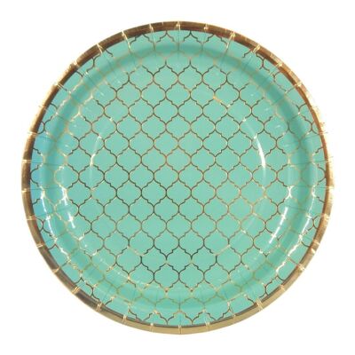 Platos de fiesta verde azulado marroquí - paquete de 10