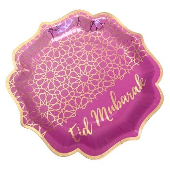 Assiettes de fête Eid Mubarak (paquet de 10) - Violet et or 4
